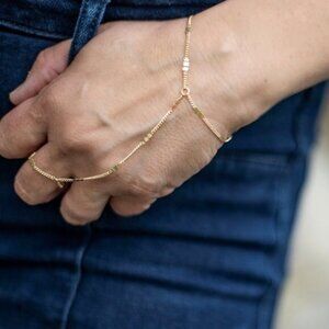 Jules Smith Serena 14K Gold Plate Hand Chain Bracelet